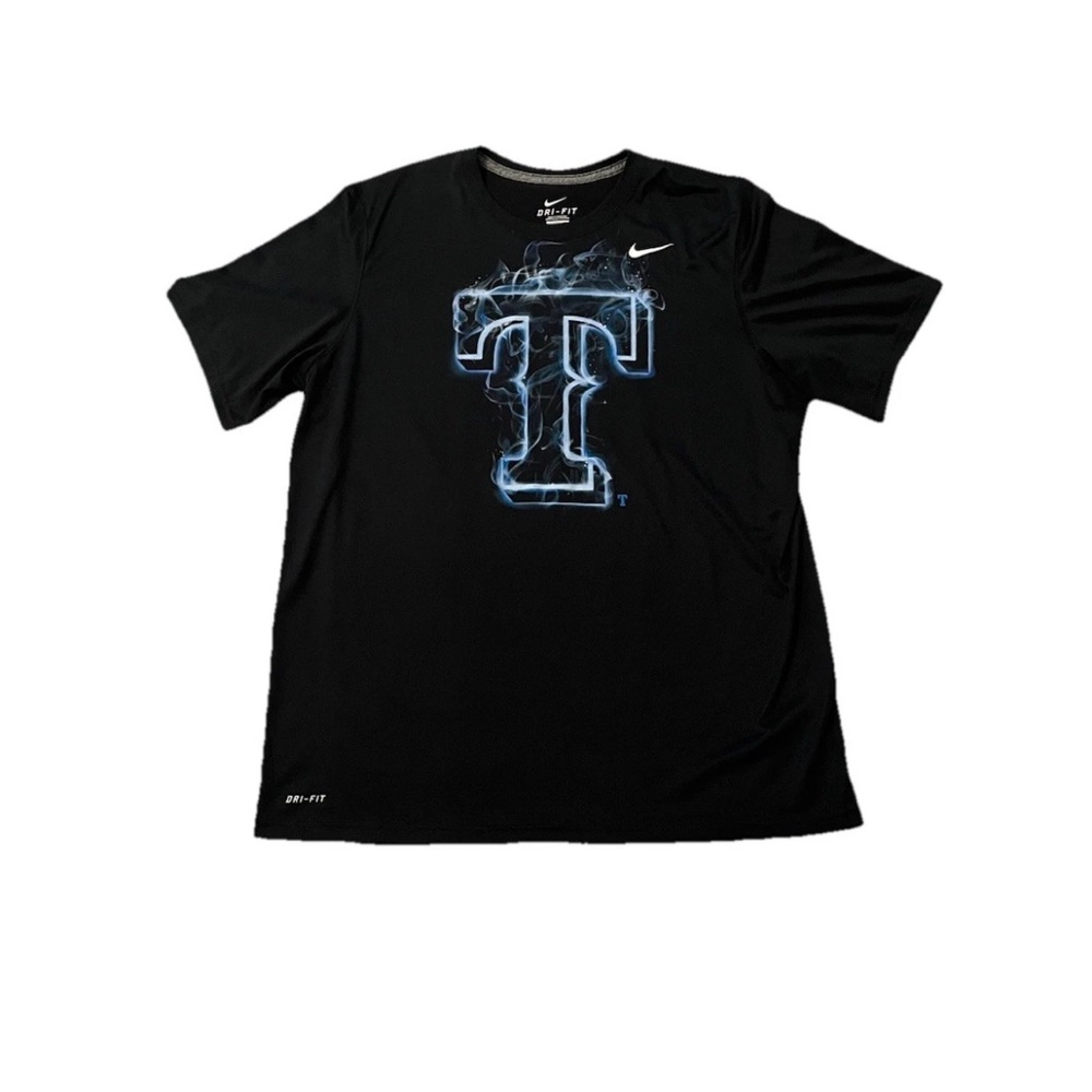 Nike DRI FIT x Texas Tech Red Raiders Black/Blue Phantom Letter ‘T’ Shirt Sz XL